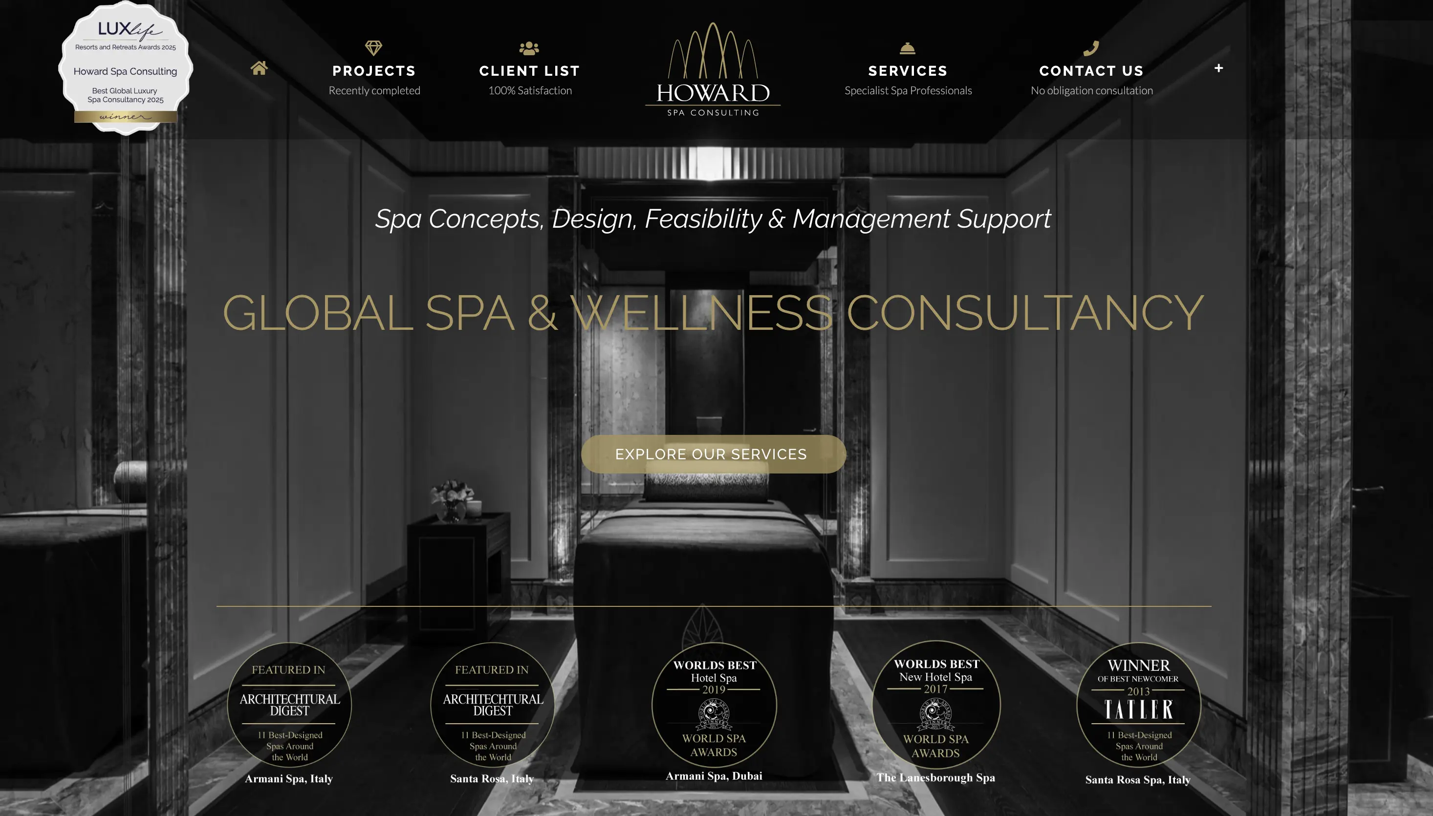 Howard Spa Consulting website preview